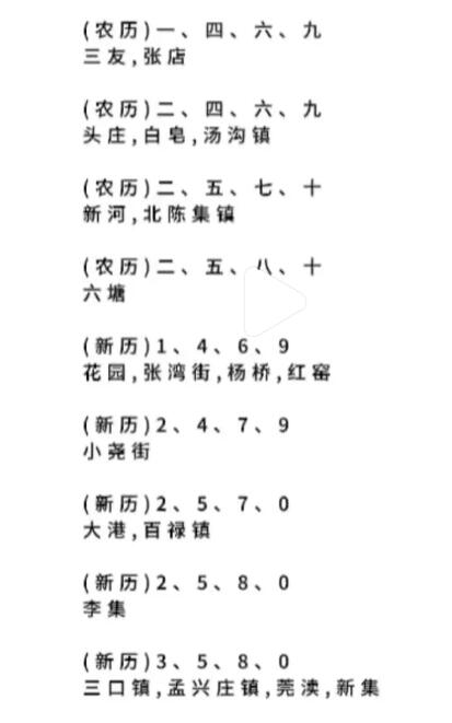 连云港市灌南县赶集、逢集时间表